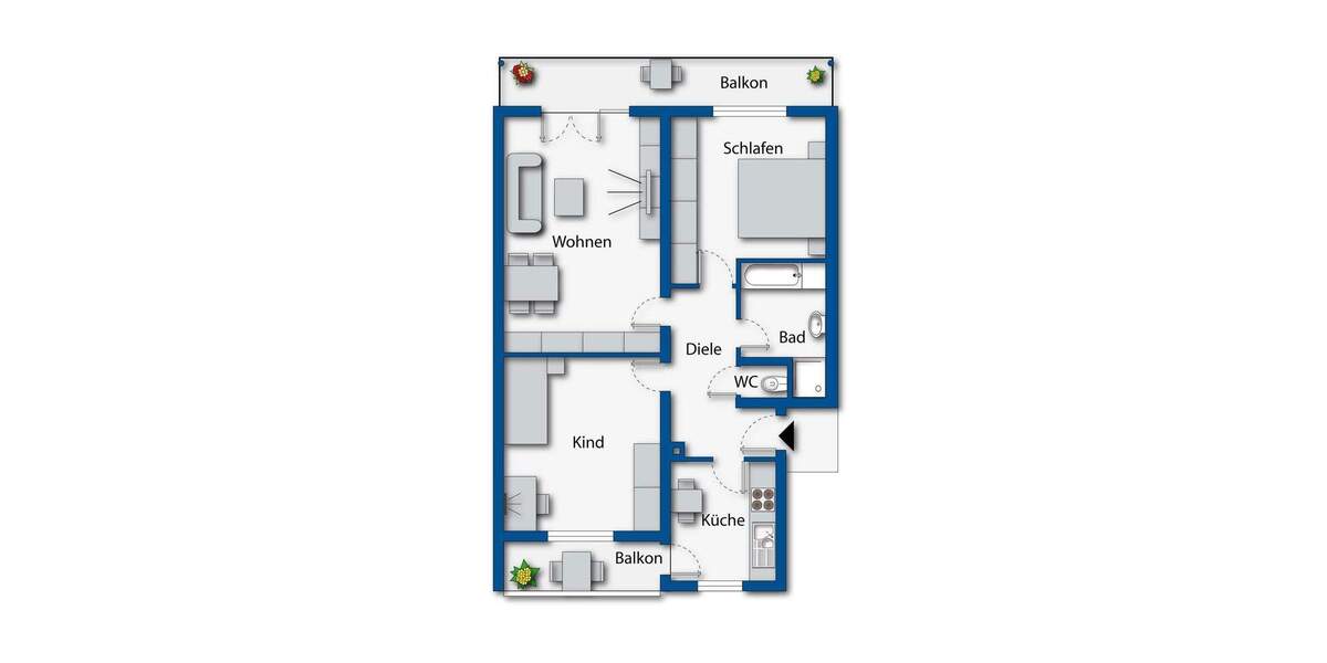 ** Helle 3 Zimmer Wohnung mit guter Ausstattung, 2 Balkonen, Einbauküche - frei ** 3 zimmer