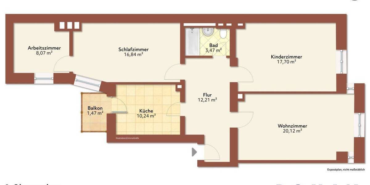 Etagenwohnung Nürnberg Steinbühl - 3 Zimmer, 90 m&sup2;, 295.000&euro; | Angebot:26388273