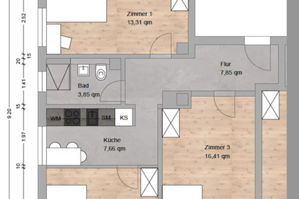 Wohnung Nürnberg Rabus - 3 Zimmer, 60 m&sup2;, 430&euro; | Angebot:25542962