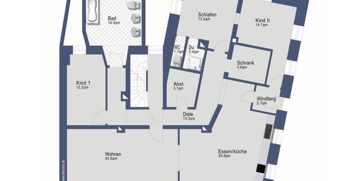 Etagenwohnung Nürnberg Gleißhammer - 5 Zimmer, 168 m&sup2;, 549.000&euro; | Angebot:23711341