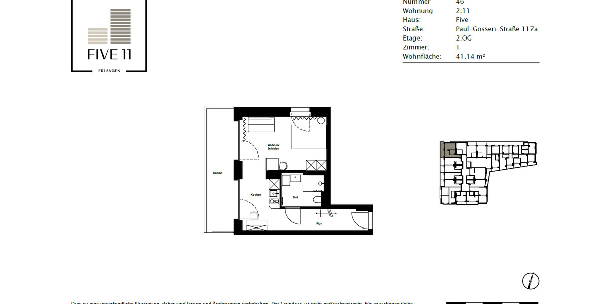 Etagenwohnung Erlangen Am Anger - 1 Zimmer, 41 m&sup2;, 795&euro; | Angebot:24846941