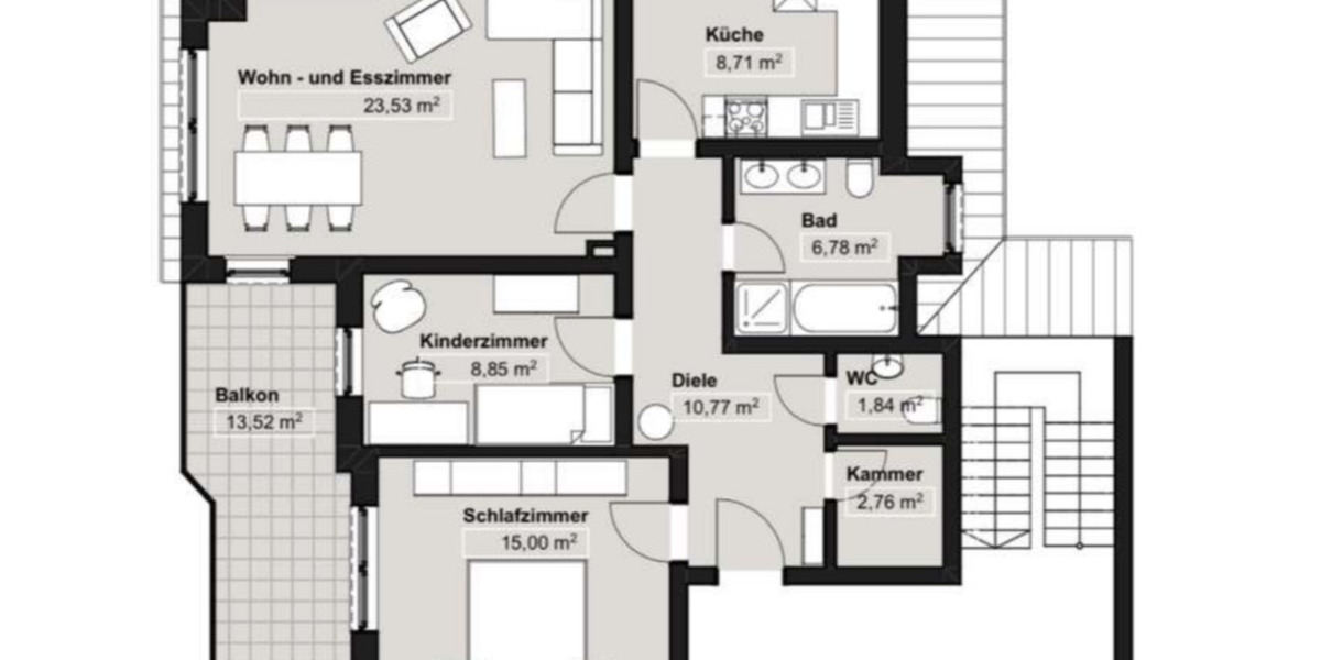 Lichtdurchflutete 3-Zimmer Wohnung mit Balkon 3 zimmer