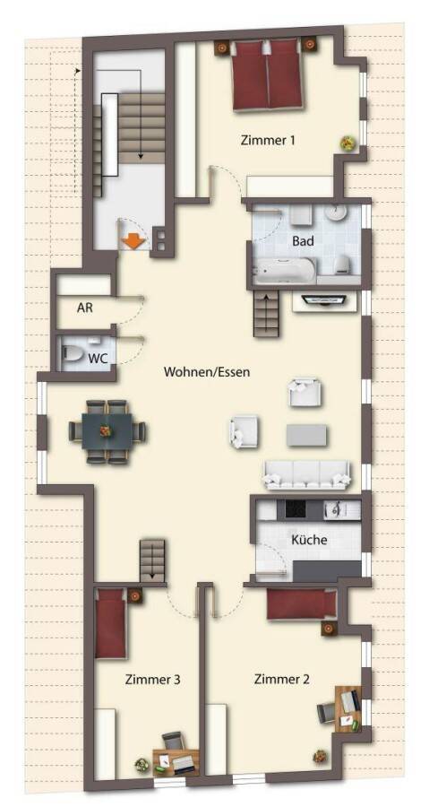 Außergewöhnliche, hochwertig ausgebaute 4-Zimmer-Galerie-Wohnung, ca. 150 m² Wohn- Nutzfläche, niedrige Nebenkosten