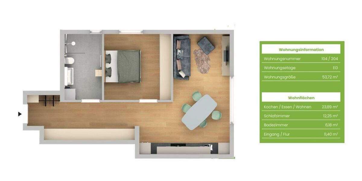 Etagenwohnung Burgthann Heinleinshof - 2 Zimmer, 53 m&sup2;, 257.856&euro; | Angebot:25864164