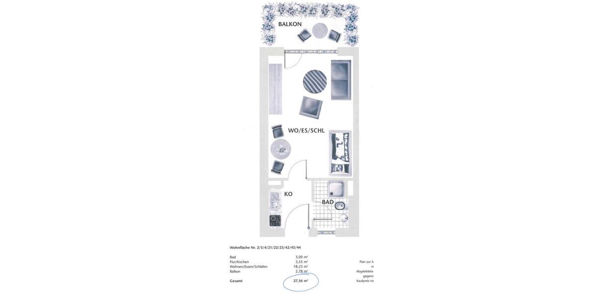 Etagenwohnung Uttenreuth - 1 Zimmer, 27 m&sup2;, 580&euro; | Angebot:27624270