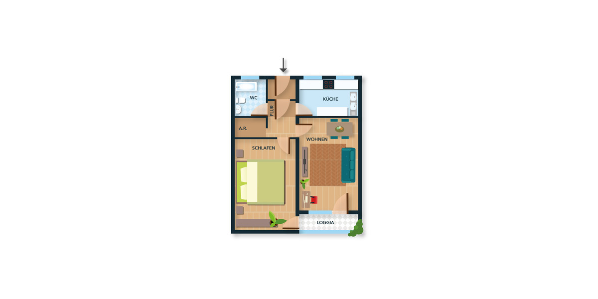 Etagenwohnung Nürnberg St Johannis - 2 Zimmer, 60 m&sup2;, 169.000&euro; | Angebot:25820783