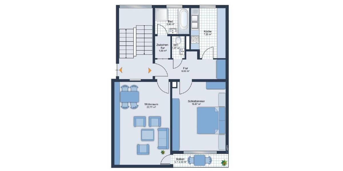 Etagenwohnung Nürnberg Neuröthenbach - 2 Zimmer, 60 m&sup2;, 950&euro; | Angebot:26805525