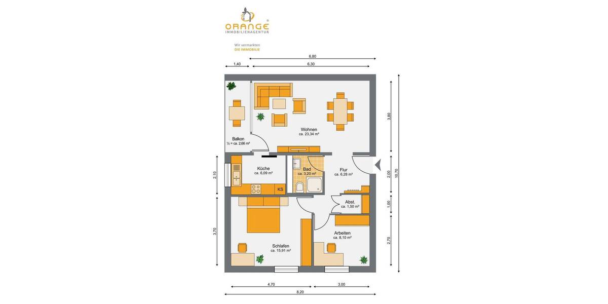 Etagenwohnung Nürnberg Tullnau - 3 Zimmer, 67 m&sup2;, 310.000&euro; | Angebot:26908324