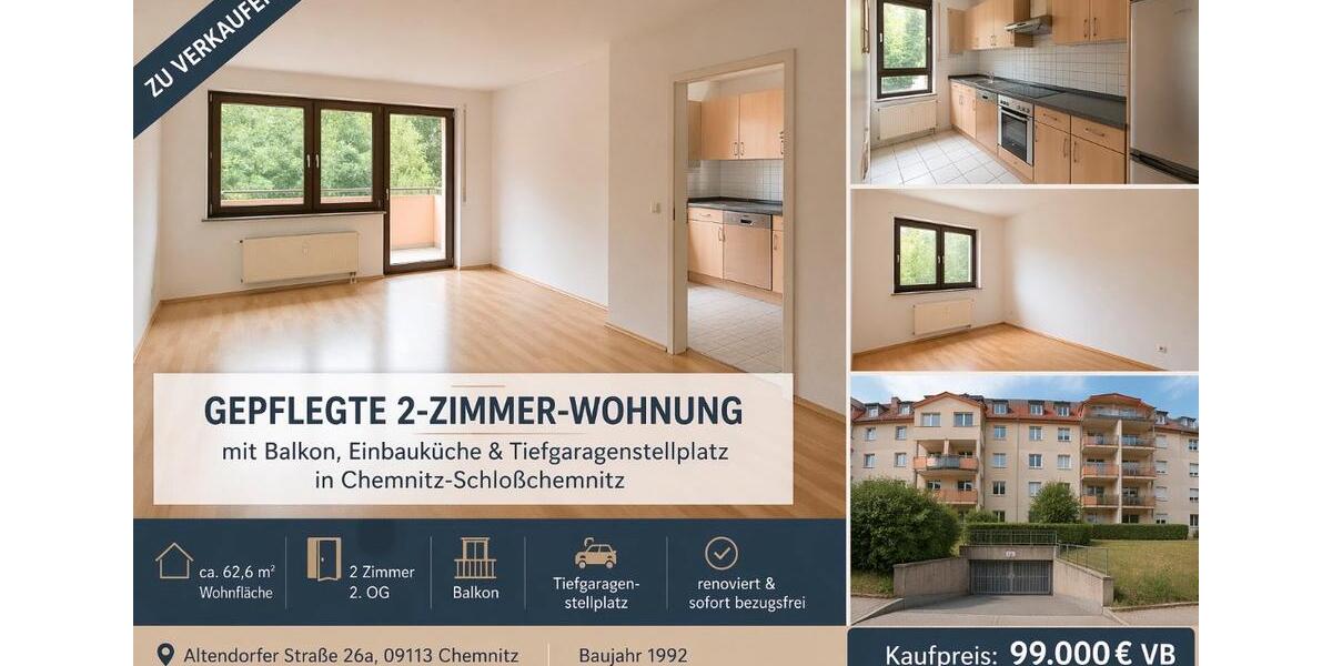 Etagenwohnung Nürnberg Eibach - 2 Zimmer, 63 m&sup2;, 99.000&euro; | Angebot:26285873