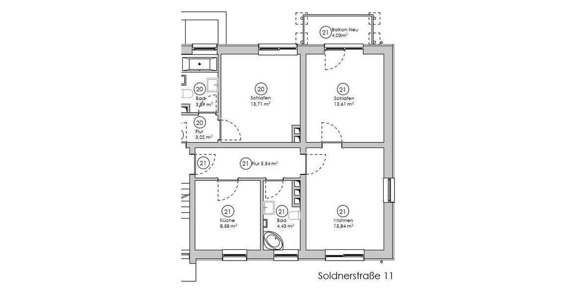 Etagenwohnung Fürth Hardhöhe - 2 Zimmer, 48 m&sup2;, 695&euro; | Angebot:26470779