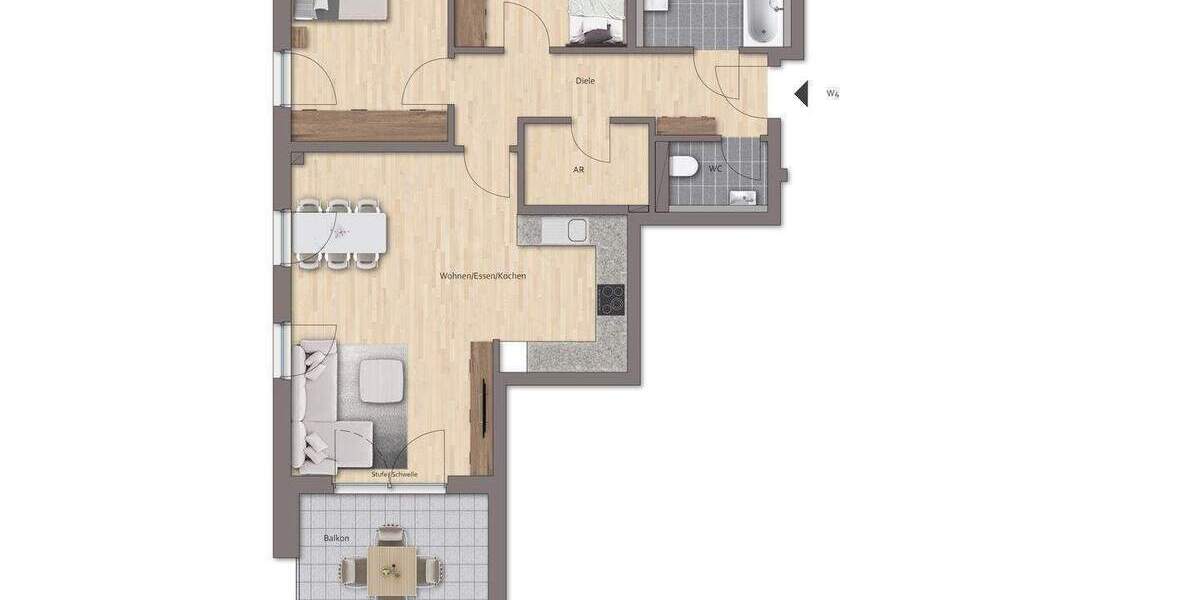 Etagenwohnung Roth Eckersmühlen - 3 Zimmer, 86 m&sup2;, 405.400&euro; | Angebot:26190133