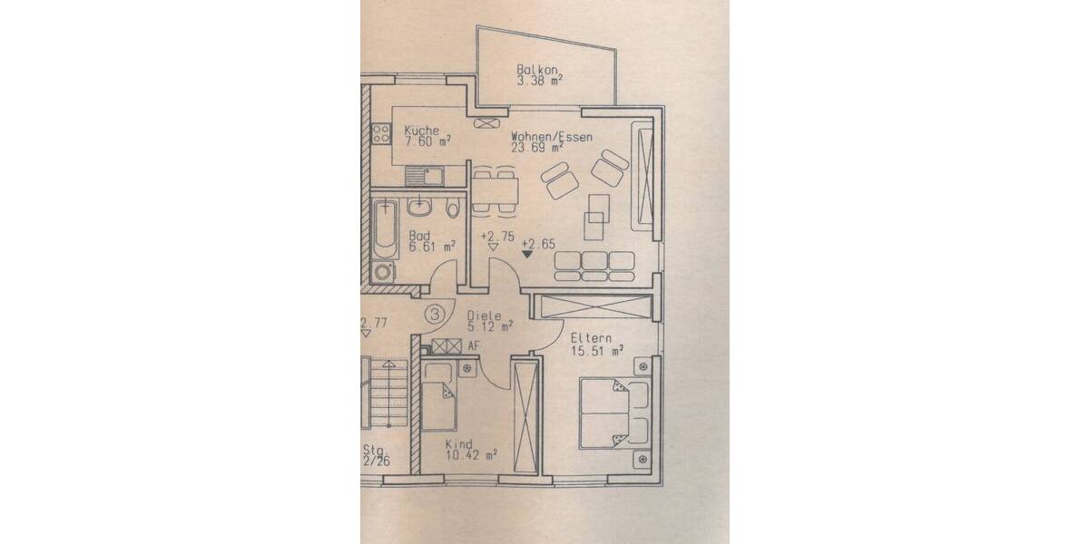 Etagenwohnung Nürnberg Steinbühl - 3 Zimmer, 70 m&sup2;, 225.000&euro; | Angebot:26388574