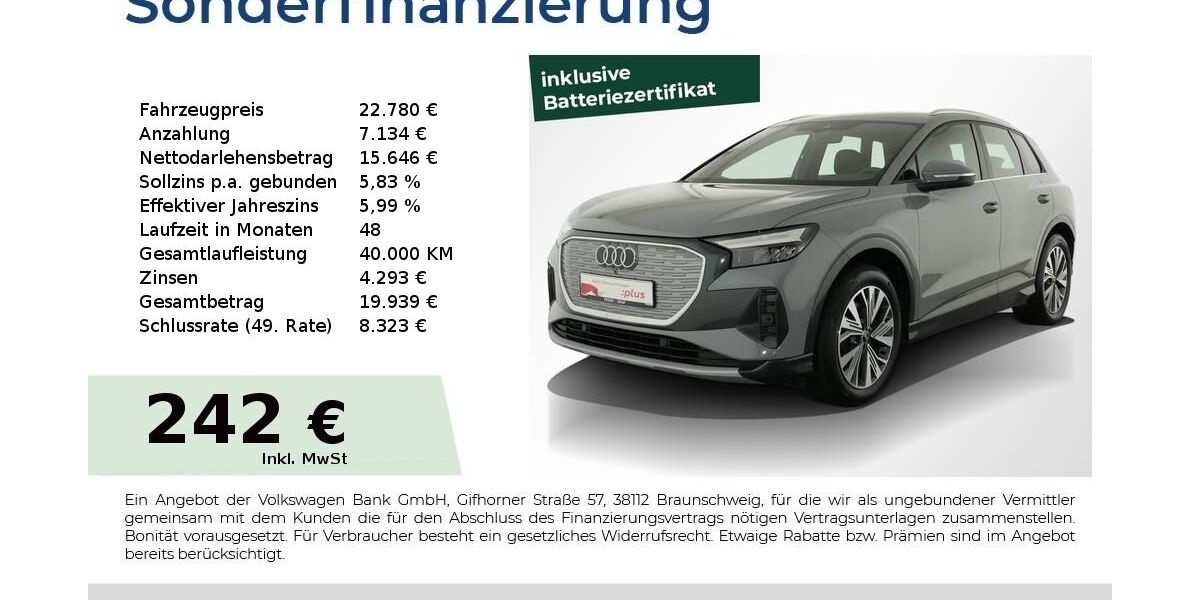 Audi Q4 e-tron 41.950 km 22.780 &euro; Nürnberg 90431