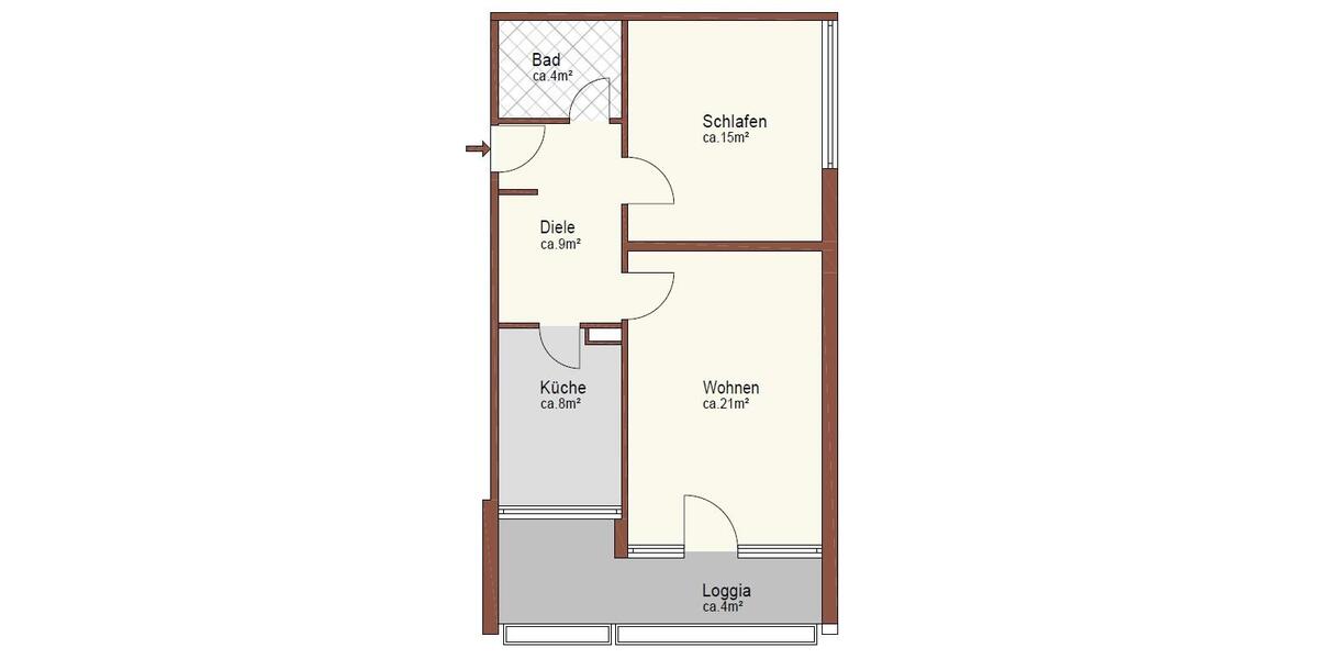 Etagenwohnung Nürnberg Altenfurt - 2 Zimmer, 61 m&sup2;, 623&euro; | Angebot:26330004