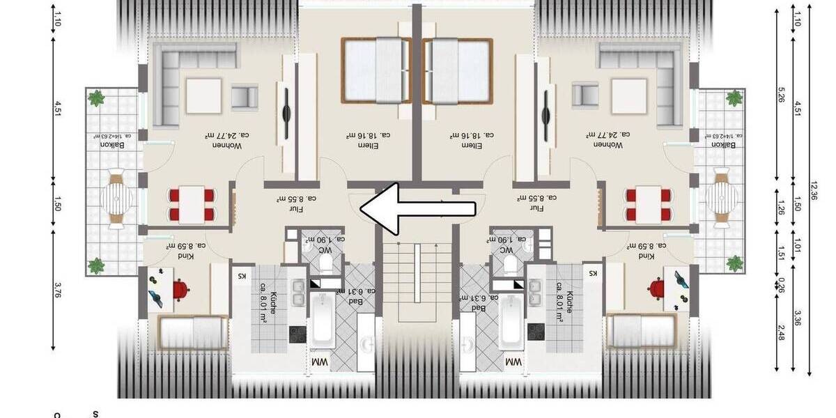 Etagenwohnung Schwarzenbruck Ochenbruck - 3 Zimmer, 77 m&sup2;, 199.000&euro; | Angebot:26902758