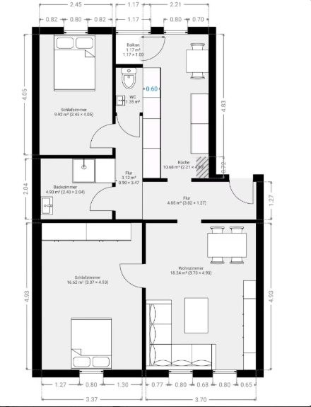 Etagenwohnung Fürth Südstadt - 3 Zimmer, 70 m&sup2;, 229.000&euro; | Angebot:25382045