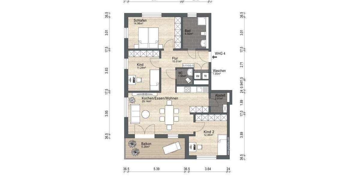 Etagenwohnung Nürnberg Altenfurt - 4 Zimmer, 96 m&sup2;, 589.900&euro; | Angebot:23937689