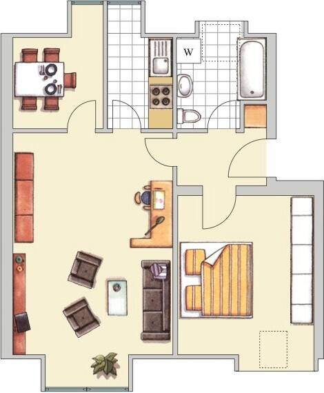Etagenwohnung Nürnberg Laufamholz - 2 Zimmer, 50 m&sup2;, 620&euro; | Angebot:26875689