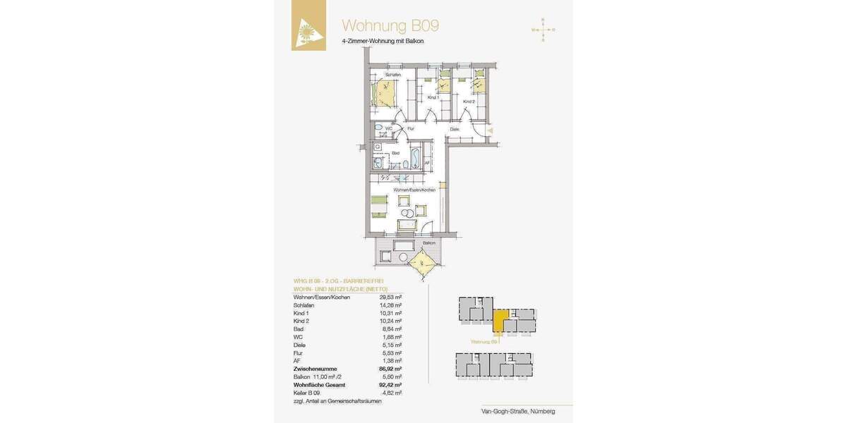 Etagenwohnung Nürnberg Herpersdorf - 4 Zimmer, 92 m&sup2;, 490.619&euro; | Angebot:26435732