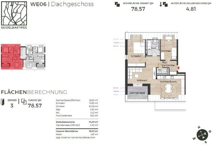 Etagenwohnung Nürnberg Worzeldorf - 3 Zimmer, 78 m&sup2;, 1.150&euro; | Angebot:26879050