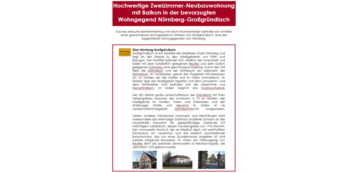 Nürnberg Großgründlach 2-Zimmer-NB-Whg mit Balkon & Stellplatz 2 zimmer
