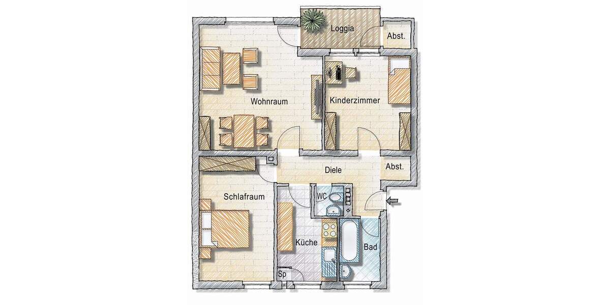 Etagenwohnung Oberasbach Kreutles - 3 Zimmer, 75 m&sup2;, 275.000&euro; | Angebot:25697707