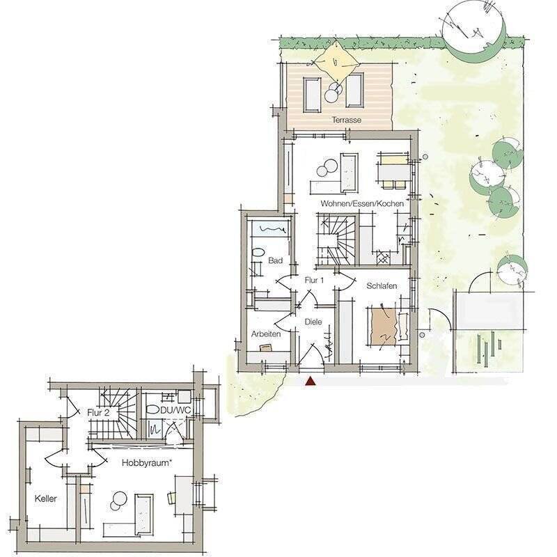 Wohnen auf zwei Ebenen + Garten! 75qm im EG + 32qm Hobbyraum! Bezug in Kürze! Besichtigung nach Termin!