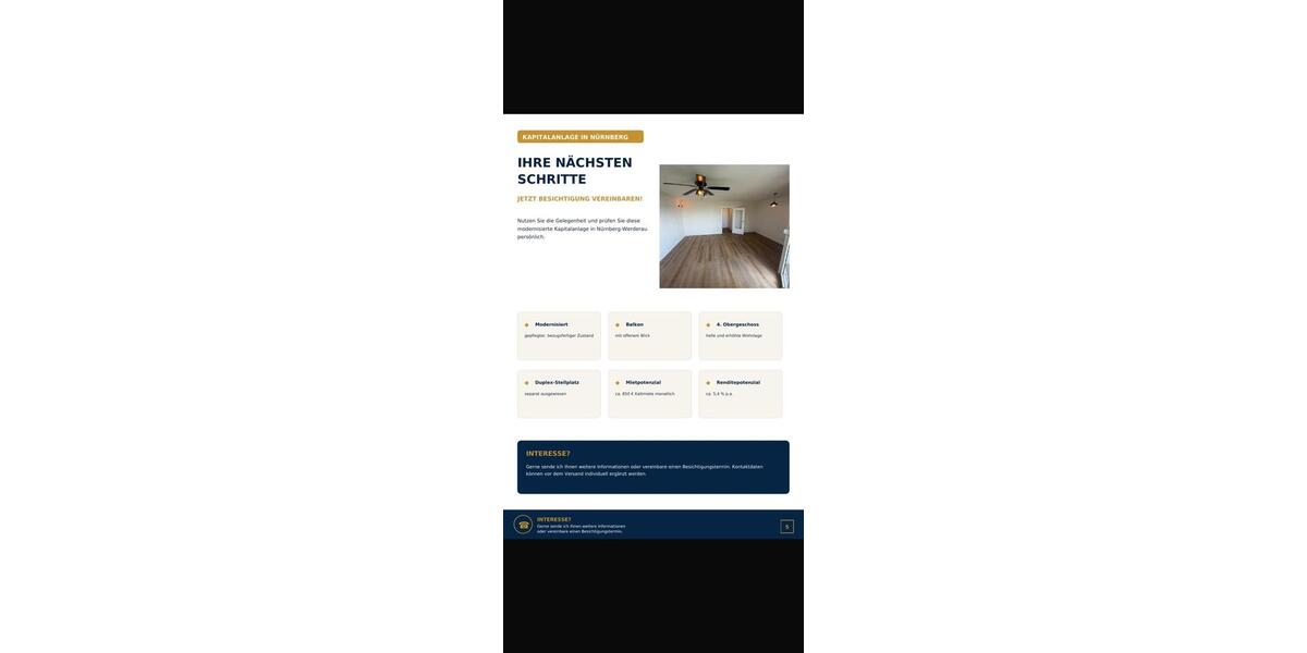 Etagenwohnung Nürnberg Gibitzenhof - 1 Zimmer, 36 m&sup2;, 175.000&euro; | Angebot:27109956