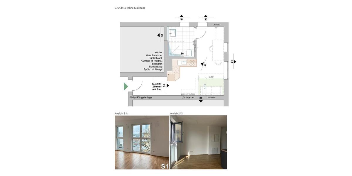 Etagenwohnung Nürnberg Erlenstegen - 1 Zimmer, 31 m&sup2;, 810&euro; | Angebot:27580355