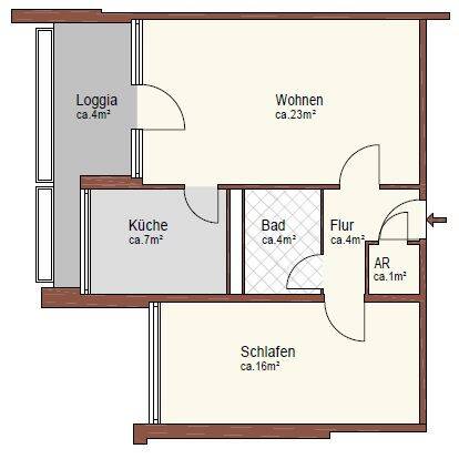 Etagenwohnung Nürnberg Langwasser - 2 Zimmer, 59 m&sup2;, 653&euro; | Angebot:26912870