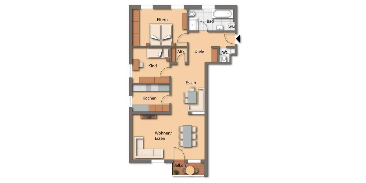 Etagenwohnung Berg - 3 Zimmer, 100 m&sup2;, 230.900&euro; | Angebot:25928044