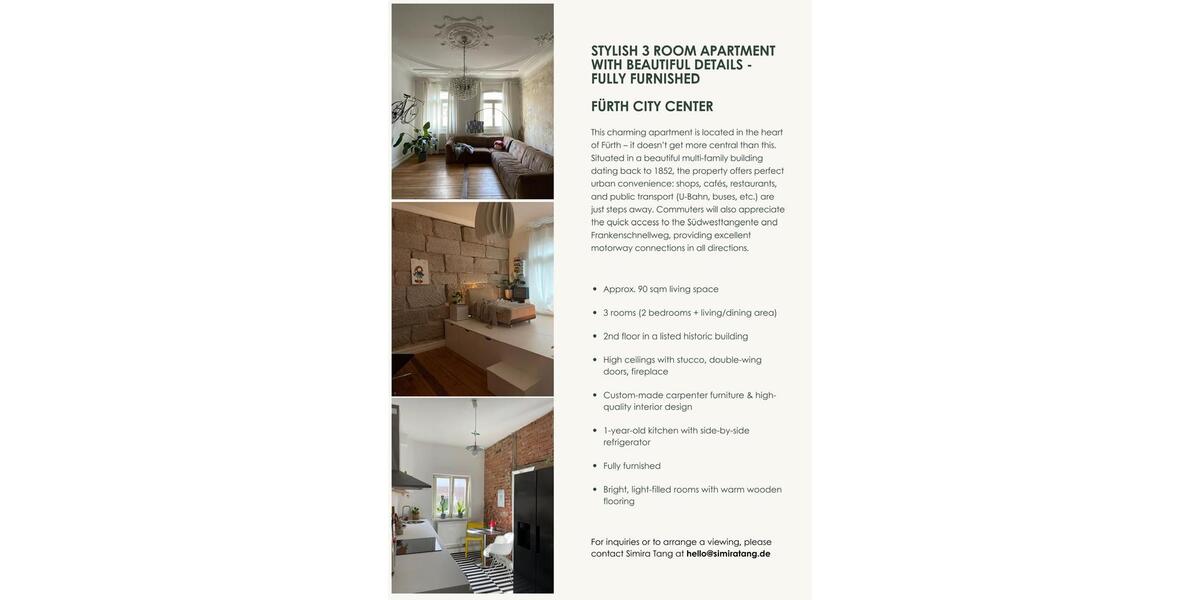 Etagenwohnung Fürth Eigenes Heim - 3 Zimmer, 90 m&sup2;, 1.685&euro; | Angebot:25756814