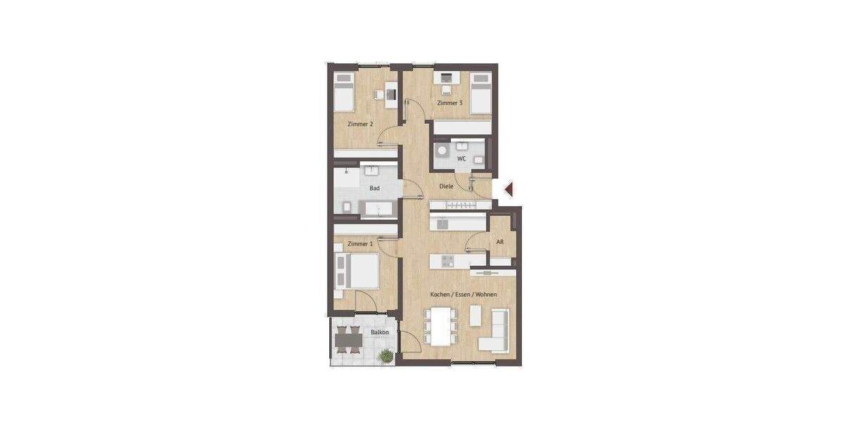Etagenwohnung Nürnberg Laufamholz - 4 Zimmer, 93 m&sup2;, 668.920&euro; | Angebot:26230020