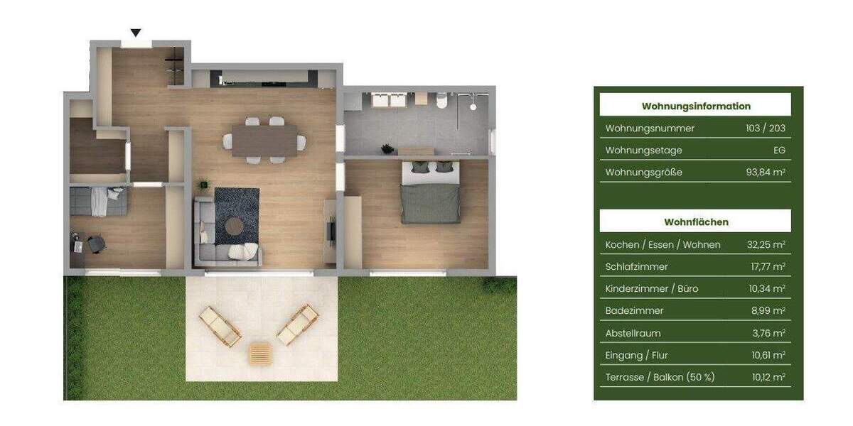 Etagenwohnung Burgthann Heinleinshof - 3 Zimmer, 93 m&sup2;, 439.171&euro; | Angebot:25845936