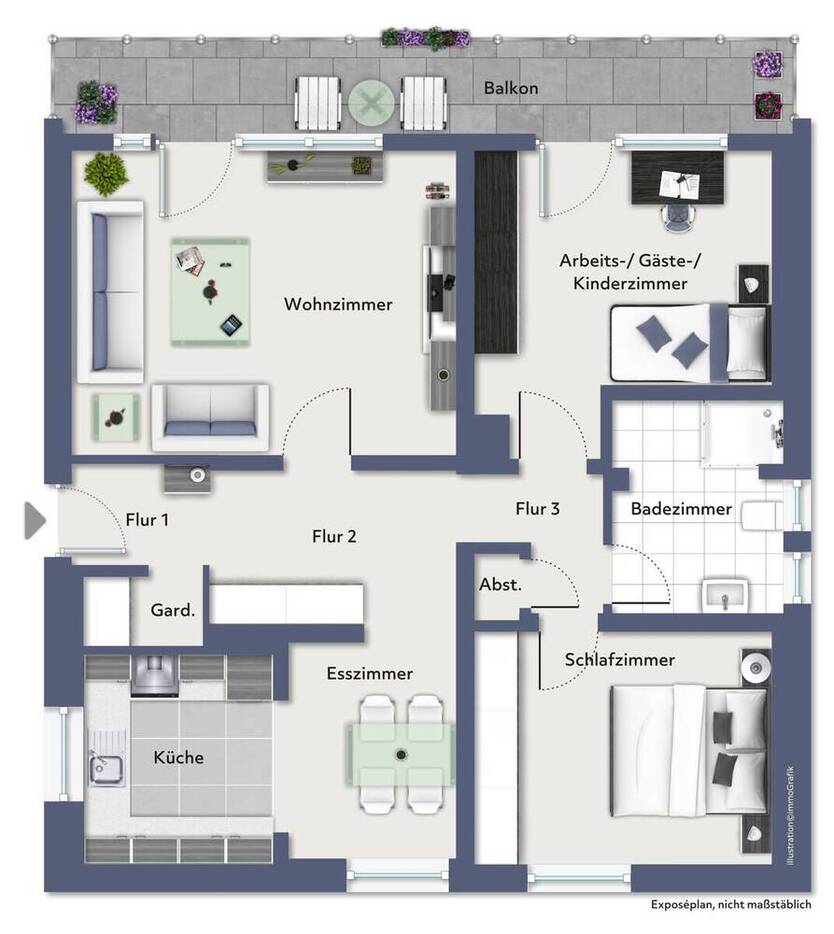 Renovierte 3-Zimmer Wohnung im Hochparterre mit Balkon und Einzelgarage