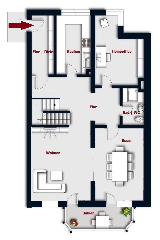 Platz für die ganze Familie! Große, gepflegte 5-6 Zi. Wohnung ganz oben mit Balkon im Nürnberger Westen!