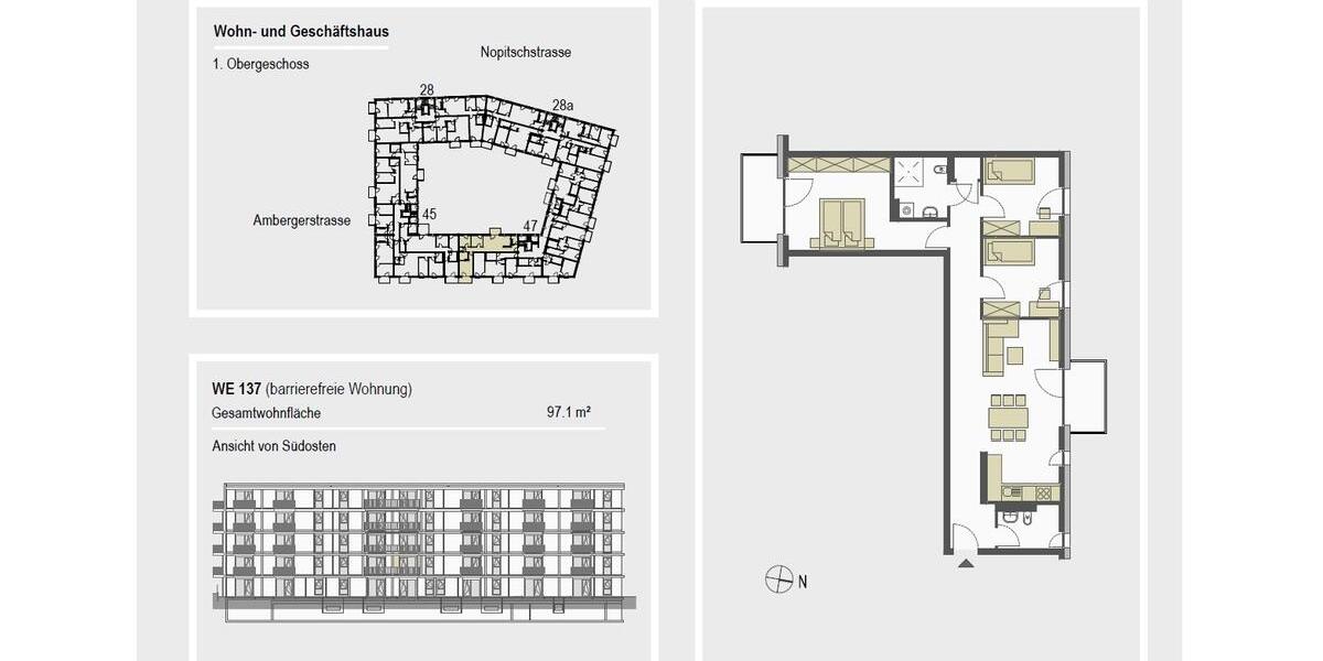 Etagenwohnung Nürnberg Gibitzenhof - 4 Zimmer, 97 m&sup2;, 1.565&euro; | Angebot:25705648