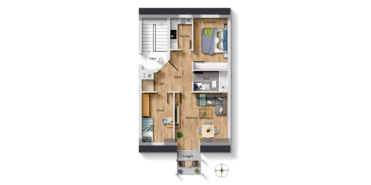 Etagenwohnung Schwanstetten Schwand - 3 Zimmer, 60 m&sup2;, 215.000&euro; | Angebot:25834721