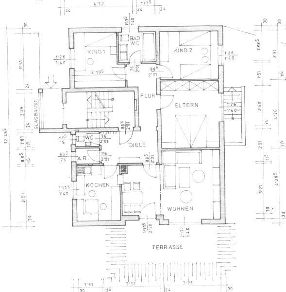 4 Zi. EG Wohnung mit Terrasse, Gartenanteil und Garage