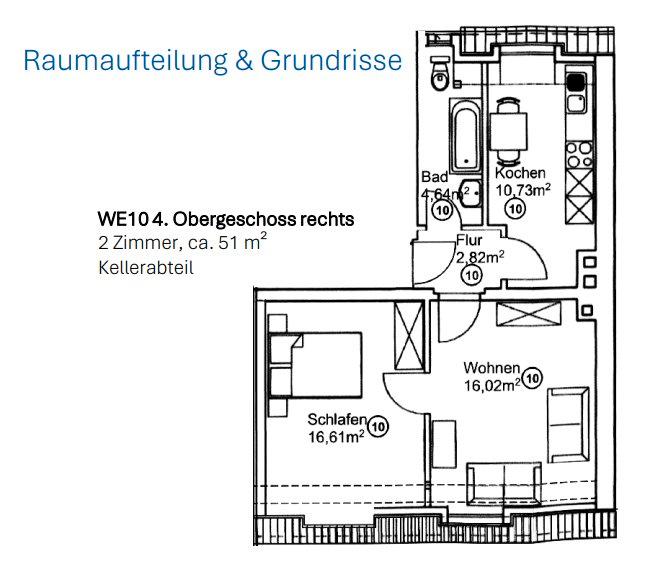Etagenwohnung Nürnberg Kleinweidenmühle - 2 Zimmer, 50 m&sup2;, 750&euro; | Angebot:27595698