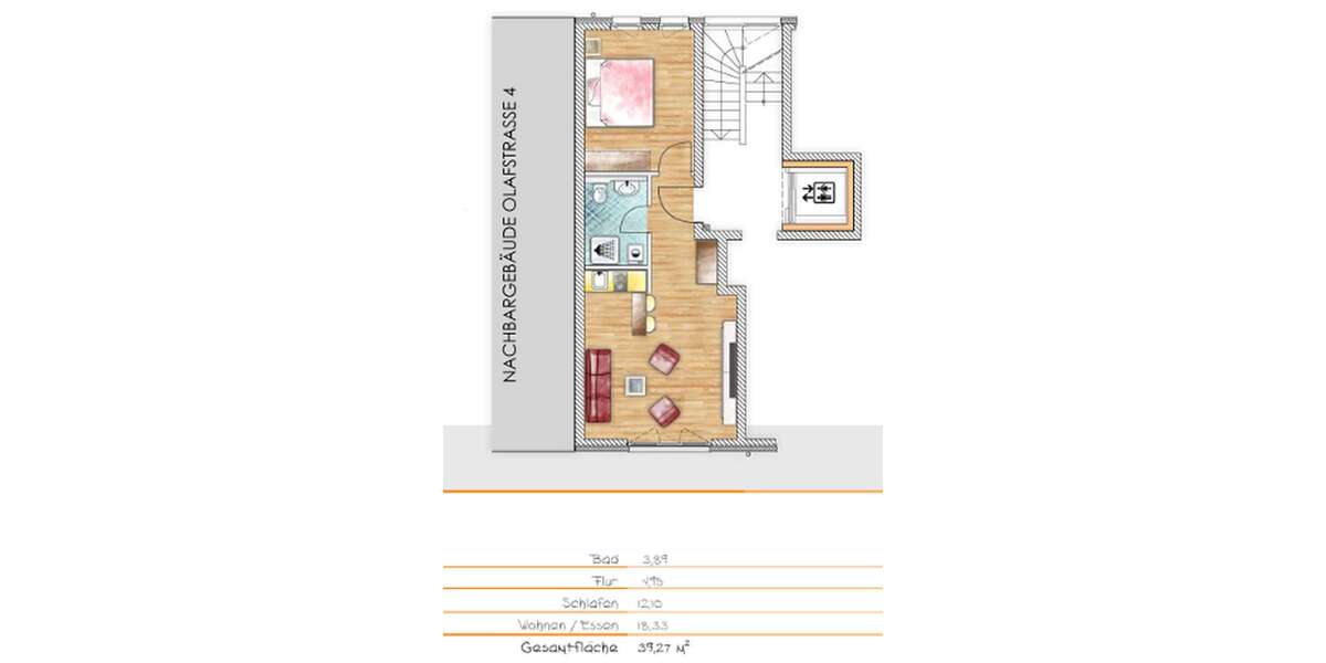 Etagenwohnung Nürnberg Schnepfenreuth - 2 Zimmer, 39 m&sup2;, 228.000&euro; | Angebot:26767086