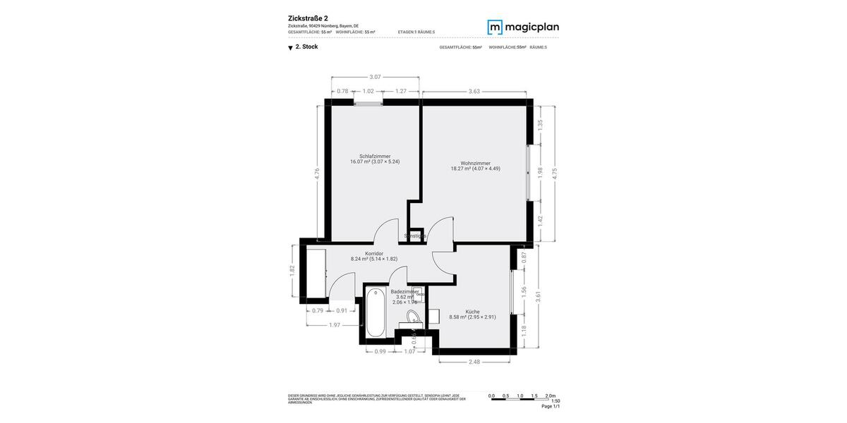 Etagenwohnung Nürnberg Eberhardshof - 2 Zimmer, 55 m&sup2;, 189.000&euro; | Angebot:27596080