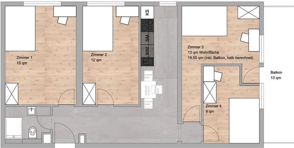 Etagenwohnung Erlangen Bruck - 4 Zimmer, 15 m&sup2;, 510&euro; | Angebot:26630837