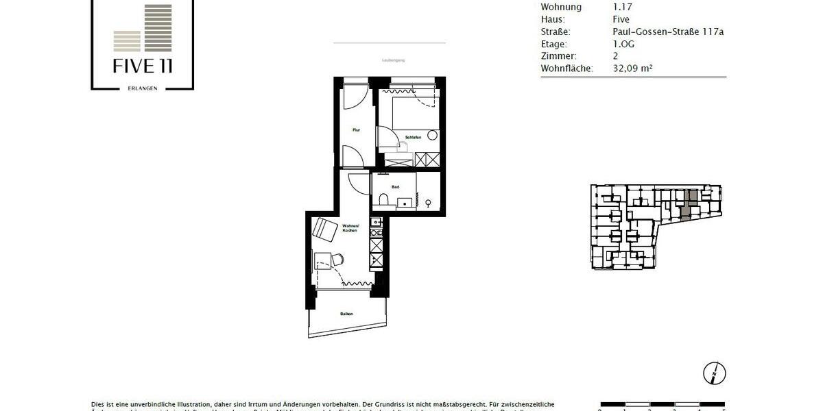 Etagenwohnung Erlangen Am Anger - 2 Zimmer, 32 m&sup2;, 715&euro; | Angebot:26089179