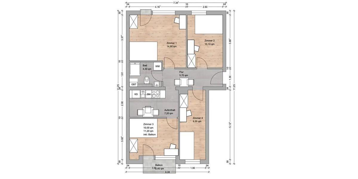 Etagenwohnung Nürnberg Herrnhütte - 1 Zimmer, 11 m&sup2;, 420&euro; | Angebot:26645450
