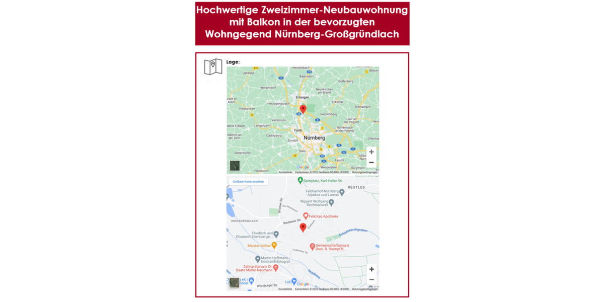 Nürnberg Großgründlach 2-Zimmer-NB-Whg mit Balkon & Stellplatz 2 zimmer