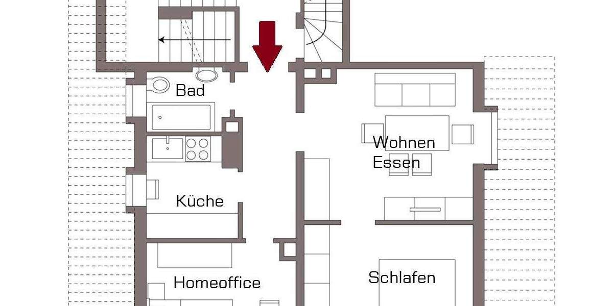Etagenwohnung Nürnberg Zerzabelshof - 2 Zimmer, 45 m&sup2;, 590&euro; | Angebot:25267544