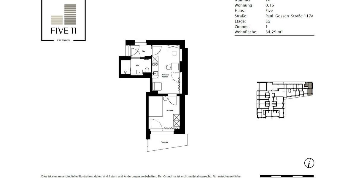 Erdgeschoßwohnung Erlangen Am Anger - 2 Zimmer, 34 m&sup2;, 660&euro; | Angebot:25440809