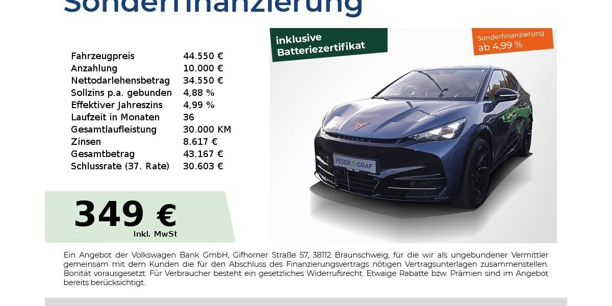 Cupra Tavascan 8.980 km 44.550 € Lauf an der Pegnitz 91207