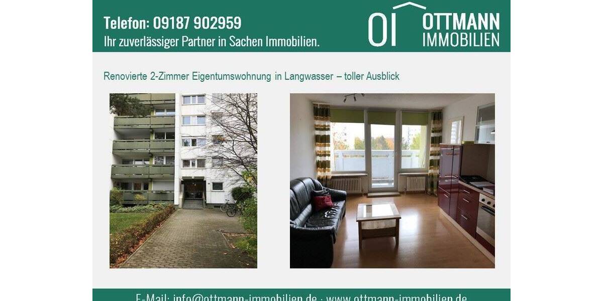 Etagenwohnung Nürnberg Langwasser - 2 Zimmer, 40 m&sup2;, 499&euro; | Angebot:26643596